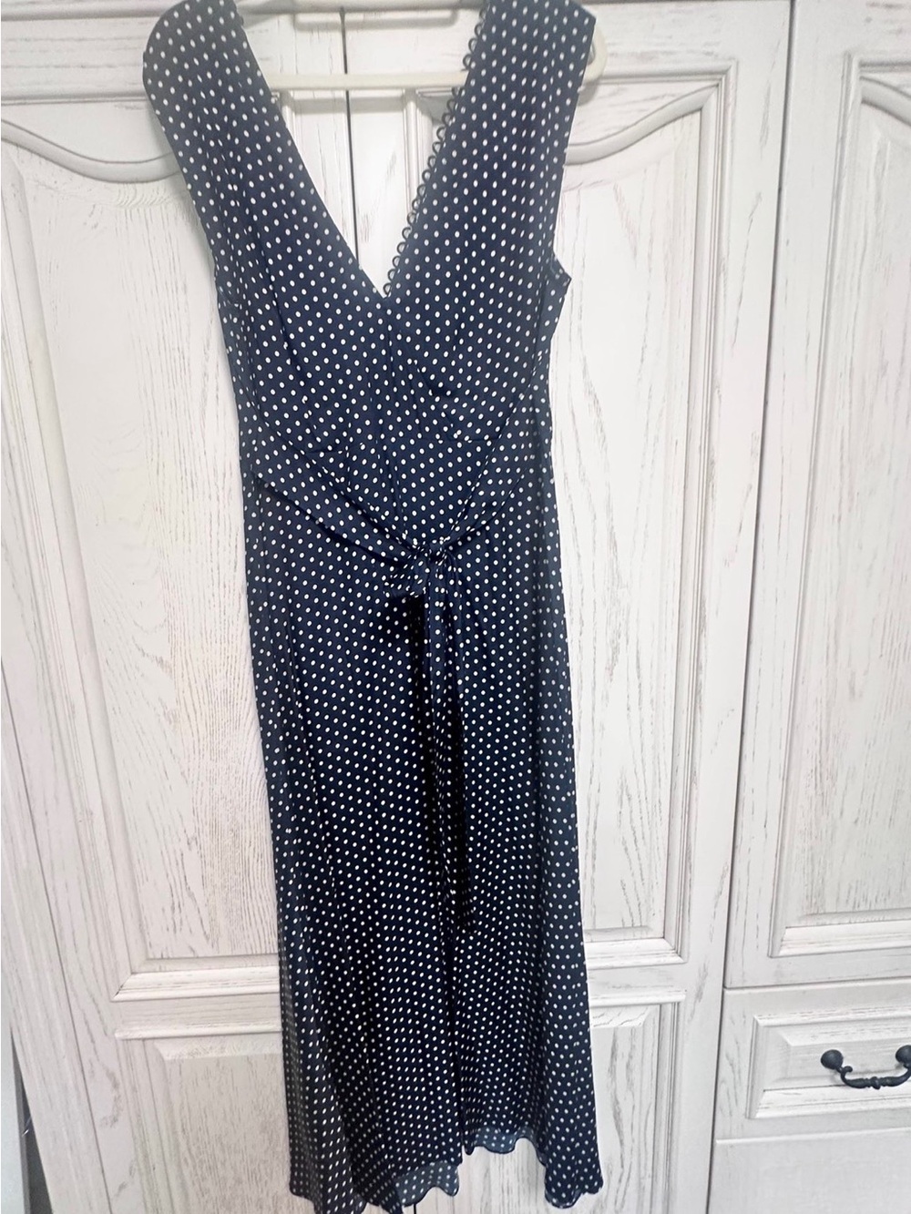 NWT Doen Tahlia belted polka-dot silk-blend twill midi dress - Picture 7 of 8